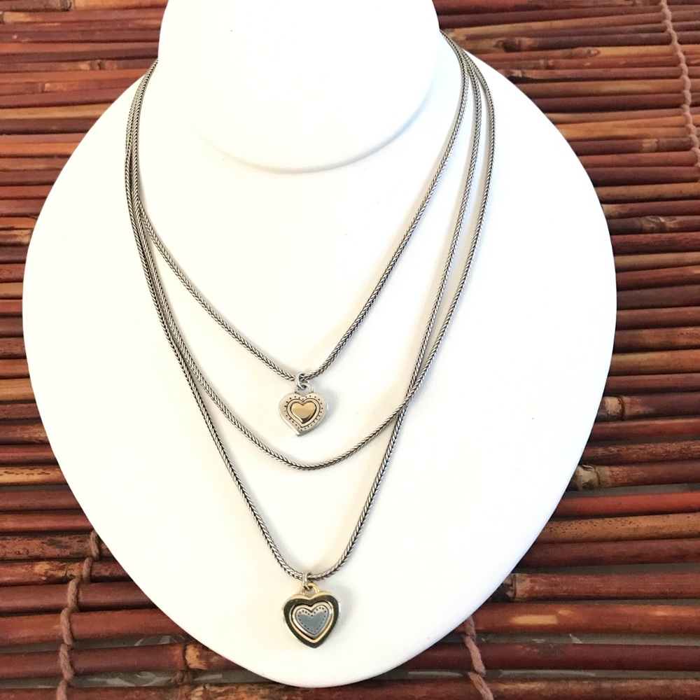 Brighton Triple Strand with two Hearts Necklace